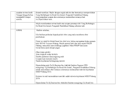 Yb hannah yeoh timbalan menteri pembangunan wanita saya ingin mulakan penggulungan ini dengan merakamkan ucapan terima kasih kepada semua ahli yang berhormat yang terlibat dalam sesi perbahasan kajian separuh penggal rancangan malaysia. Skrip Pengacara Majlis Pelancaran Takwim Kejohanan Majlis Sukan Sekol