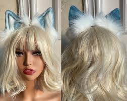 Cute Blue Ears, Faux Fur Ears, Fox Ears, Fluffy Ears, Kitten Ears,animal  Ears, Cosplay Ear, Kitten Ears, Anime Cosplay,