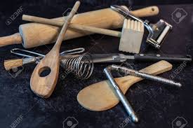 assorted wood and metal vintage kitchen