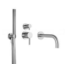 Deusenfeld Edelstahl Unterputz Wannenarmatur Set Brauseset Unterputzarmatur Auslauf 25cm Geburst Brauseset Wanne Armaturen