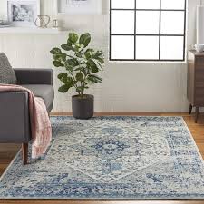 Amazon Com Nourison Tra06 Tranquil Persian Vintage Ivory Light Blue Area Rug 4 X 6 Furniture Decor