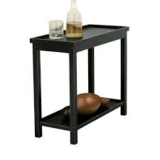 Jet Rubbed Black Narrow Wooden Side Table Oka