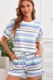 Striped Crop Tee And Shorts Set The Comfort Bazaar