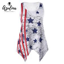 Rosegal Plus Size Tops American Flag Handkerchief Tank Top Summer Women Tanks Floral Letter Star Striped Top Tees Ladies Clothes Y19042801