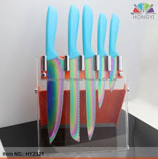 Rainbow Blade Kitchen Titanium Knife Set With Acrylic Stand Kitchen Knives Rainbow Kitchen Knife