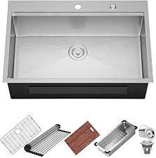 These reliable sinks are offered with basins in a number of styles and shapes to fit the look of your kitchen. X Home 33x22 Inch Drop In Kitchen Sink With Cutting Board Bottom Grid And More 16 Gauge Stainless Steel Easy To Install Amazon Com