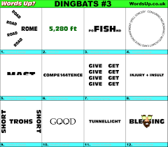 I hope that you have fun!! Dingbats Quiz 3 Find The Answers To Over 710 Dingbats Words Up Games
