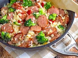 Smoked Sausage Cheesy Rice The Midnight Baker Cheesy Rice Smoked Sausage Recipes Smoked Sausage