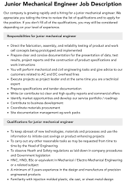 Junior Mechanical Engineer Job Description | Velvet Jobs