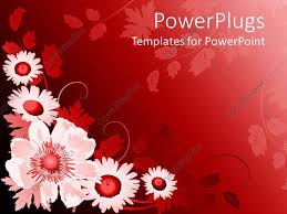 Abstract ornamental flourish wallpaper with flowers. Powerpoint Template Floral Pattern With White And Red Flowers In Red Background 12472