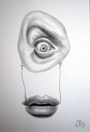 Eye Mouth Classic Horror Series Clone Print By Ria Surreal Dark Art Portrait Unique Weird Artwork 10 X 8 Size In 2021 Quirky Art Art Eye Art