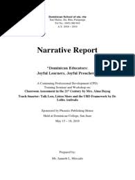 We did not find results for: Narrative Reports On Seminar Attended Classroom Management Teachers