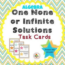 One None Infinite Solution Task Cards Algebra Review Task Cards Algebra Review Teaching Schools