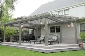 A pergola that is attached to your house can be a great addition; This Deck Offers A Pergola Clear Plastic Roofing And Lighting With Dimmers Photo Courtesy Of Abbott Contracting Pergola Pergola Patio Modern Pergola