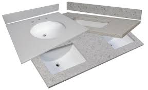 It's made with a solid birch and engineered wood base, and comes with the option for either a marble or quartz countertop. Vanity Tops Strasser