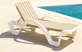 Catalina Commercial Sling Chaise Lounge Khaki Stripe Pool Chaise Lounge Pool Lounge Chairs Outdoor Chaise Lounge Chair