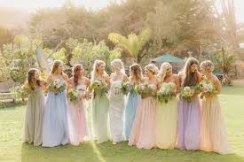 Unique Bridesmaid Dresses Whimsical Wedding Ideas Bridesmaids In Mismatch Pastel Rainbow Dr In 2020 Pastel Wedding Theme Pastel Bridesmaids Pastel Bridesmaid Dresses
