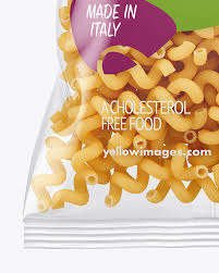 Plastic Bag With Cavatappi Pasta Mockup In Bag Sack Mockups On Yellow Images Object Mockups