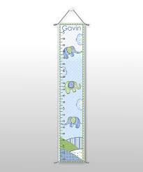 Farmhousefive Art For Kids Blue Green Elephant Personalized Growth Chart