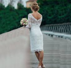 Get the best deals on tea length lace wedding dresses and save up to 70% off at poshmark now! Casual Informal Knee Length Short Lace Wedding Dresses Bridal Gowns With Long Sleeves Buy Wedding Dress Short Wedding Dress Short Lace Short Wedding Dresses Product On Alibaba Com