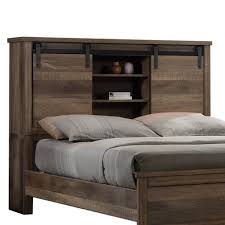A king bed frame is the most important part of your bedroom. Loon Peak King Bookcase Headboard With 2 Sliding Barn Doors Rustic Brown Wayfair