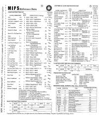 Mips instruction set reference sheet (green sheet from book). 0 210x 0 24bex And Mips Reference Data Card Gree Chegg Com