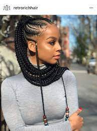 Pin By Janlisa Parris On Black Braided Hair Styles African Braids Hairstyles Braided Ponytail Hairstyles Black Curly Hair