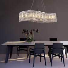 Rectangular Crystal Chandelier With Linear Design Dining Room In 2020 Rectangular Chandelier Chandelier Ceiling Lights Crystal Pendant Lighting