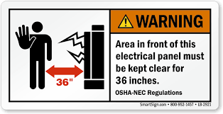 Uct certification that meets osha electrical standards. Warning Area In Front Electrical Panel Clear 36 Inches Label Sku Lb 2921