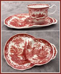 Black And White Toile Dinnerware Set Red Transferware Victorian Toile Tea And Toast Set Tea And Crumpets Snack Set Tea Snacks