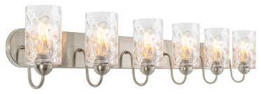 Wherever you need lighting, decorative vanity lights double in function, offering plenty of light while elevating the home's style. In Stock Kira Home Armada Ii 48 Bathroom Light Hammered Glass Shades Brushed Nickel Bathroom Vanity Lighting By Modum Decor Houzz