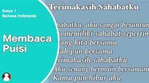 Pernah mendengar istilah tentang puisi anak? Kelas 01 Tema 5 Subtema 4 Bahasa Indonesia Membaca Puisi Video Pendidikan Indonesia Youtube