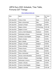 Stay up to date with the full schedule of euro 2020 2021 events, stats and live scores. Uefa Euro Cup 2021 Schedule Indian Time Ist Fixtures Venue Time Table Pdf Atoallinks
