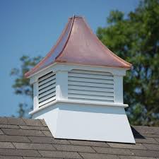 Accentua Olympia 24 In X 24 In X 38 In Composite Vinyl Cupola With Copper Roof Olc The Home Depot Copper Roof Cupolas Roof Colors