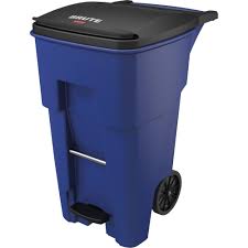 Rubbermaid Commercial Products Rubbermaid Commercial 1971970 65 Gallon Brute Step On Rollout Container Blue Step On Opening Rollout Lid 65