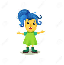Cartoon character with yellow hair. Lovely Girl Troll With Blue Hair And Yellow Skin Funny Fairy Tale Character Vector Illustrations On A White Background Royalty Free Cliparts Vectors And Stock Illustration Image 100075090