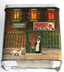 Silver Crane Company House Shaped Tin Top Tea Rooms With Various Posters Ebay Tin House Vintage Tins Tea Room