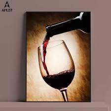 Kitchen Poster Red Wine Food Canvas Painting Pictures For Living Room Cafe Dinning Room Restaurant Home Wall Interior Decor Art Wine Wall Art Wine Painting Modern Canvas Art