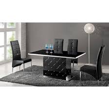 black gloss dining table set & black