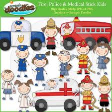 Firemen Police Men Paramedic Stick Kids Clip Art In 2020 Community Helpers Theme Kids Clipart Community Helpers