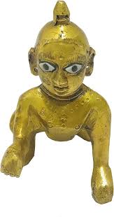 Gavya International Brass Ladoo Gopal Brass Idol/Bal Gopal/laddu Gopal  Thakur Ji Peetal Murti Mathura Krishna Janmashtami Kanha Makhan Chor Size-3  ...