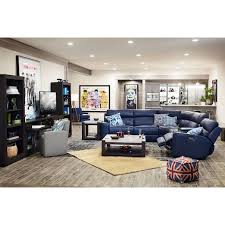 Newport 6 Piece Power Reclining Sectional With 3 Reclining Seats Blue American Signature Furniture Furniture Living Room Seating Living Room Center