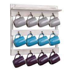 And the tutorial is super easy to follow! Rustic Mug Rack Wall Mounted With Shelf 12 Coffee Cup Hangers Built In Shelf For Coffee Sugar More Wooden Coffee Mug Display And Organizer Distressed Coffee Rack Whitewashed