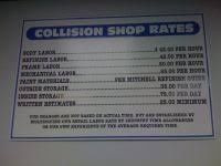 Mechanic Labor Rate Chart The Shop Auto Repair Detailing