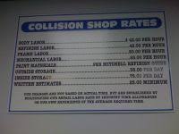 mechanic labor rate chart the shop auto repair detailing