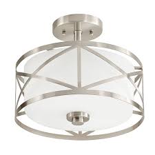 Kichler Edenbrook 11 38 In W Brushed Nickel Etched Glass Semi Flush Mount Light Semi Flush Ceiling Lights Flush Mount Lighting Hallway Light Fixtures