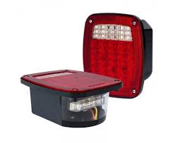 Led Combo Box Light Kit Multi Function Truck And Trailer Light With License Plate Light Universal Mount Led Brake Turn Tail Lights Stud Mount Super Bright Leds