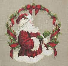 Maybe you would like to learn more about one of these? Finished Cross Stitch Spirit Of Christmas Lavender Lace Santa Claus Wreath Xmas Cross Stitch Cross Stitch Patterns Christmas Cross Stitch