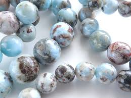 ●【キュープライトインラリマー(チョコレートラリマー) ブレスレット】 6.5mm×30珠前後 ナチュラル感たっぷりの母岩入りラリマー  カリブ海の宝石【ドミニカ共和国産】 | ＣｏｍＲｏｓｅ