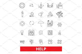 Help Assistance Support Care Charity Aid Donate Avail Guidance Advice Line Icons Editable Strokes Flat Design Vector Illustration Symbol Concept Line Line Icon Flat Design Vector Illustration